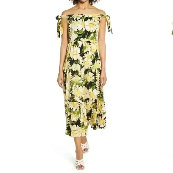 NWT Sam Edelman Daisy Off the Shoulder Floral Print A-Line Dress - Picture 1 of 6